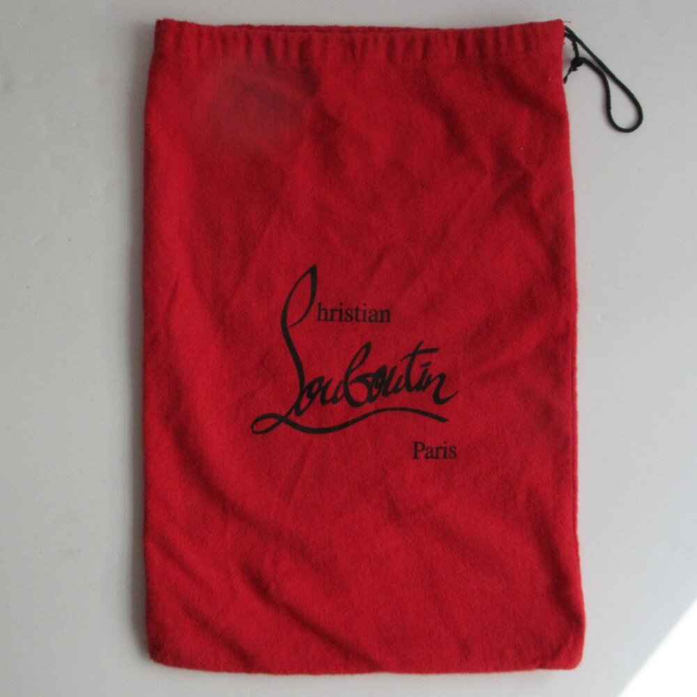 CHRISTIAN LOUBOUTIN Drawstring Red Flannel Dust Bag Travel Storage 10" X 15"
